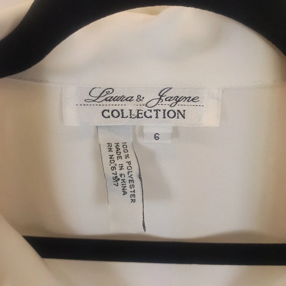 Laura & Jayne Short Sleeve Blouse Women's 6 White Pearl Vintage Coquette Femine - Picture 8 of 11